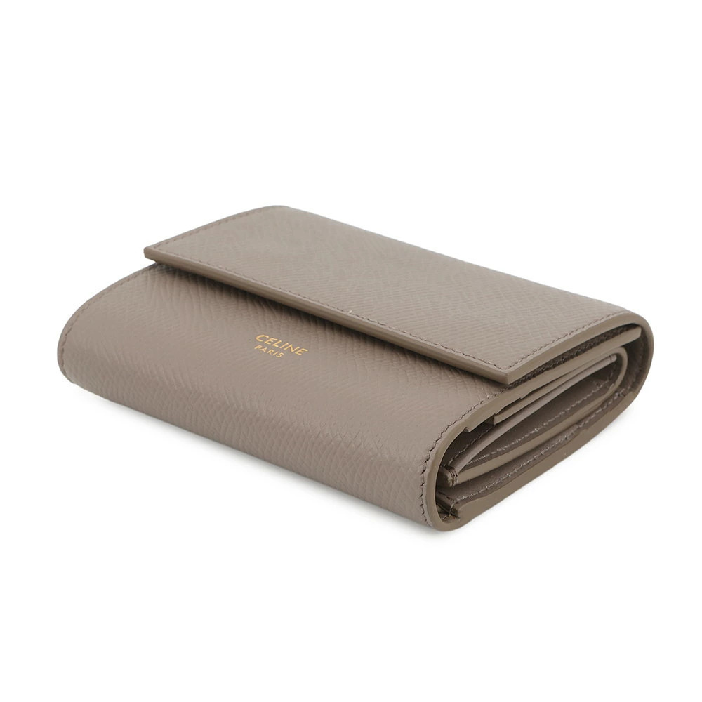 Celine fold Wallet Leather Tri Trifold Black